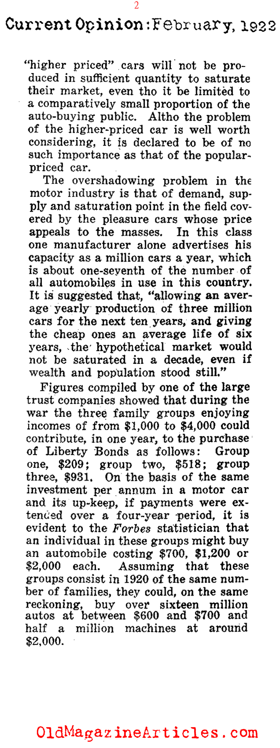 How Many Americans Had Cars in the 1920s? (Current Opinion, 1922)